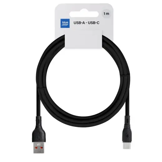 Blue Star PJ68-25-3 andmeedastus- ja laadimiskaabel | USB-A kuni USB-C | 60W | 1m | must