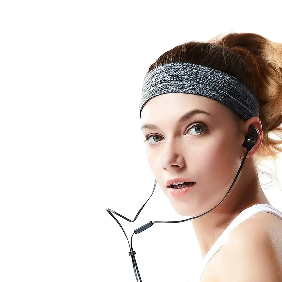 Elastic fabric headband for running fitness orange
