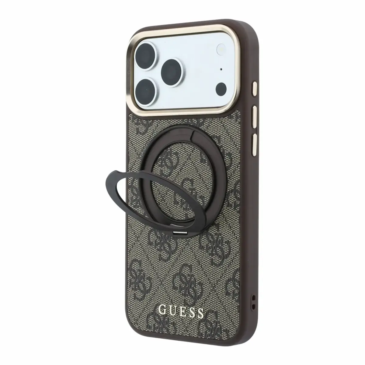 Guess PU 4G Ring Stand MagSafe Case for iPhone 18 Pro Max Brown