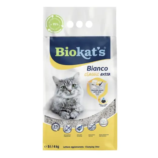 Smiltis kaķu tualetēm - Biokats Bianco Extra 5 L