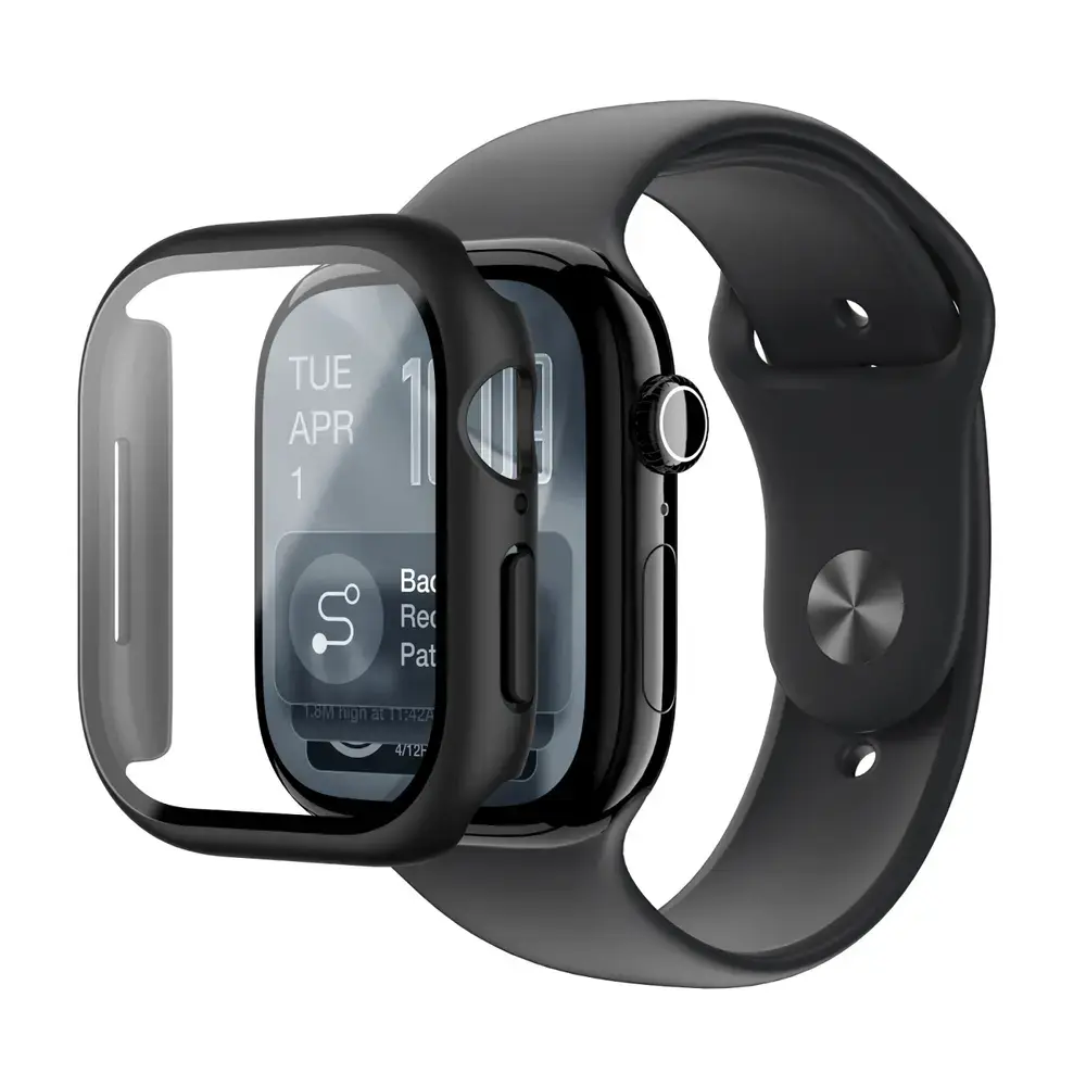 AmazingThing Radix Glass Screen Protector with Case for Apple Watch Series 11 46mm - Black