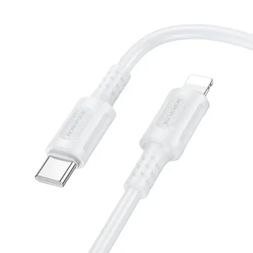 Borofone BX111 Feliz datu pārraides un uzlādes vads | USB-C uz Lightning | 27W | 1m | balts