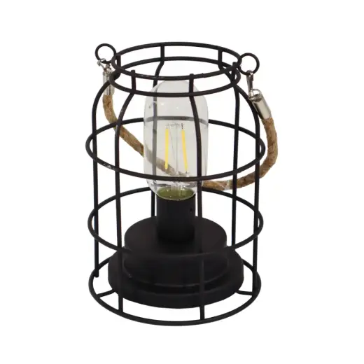 Garden Lantern with LED on batteries, 13x13x18cm, black