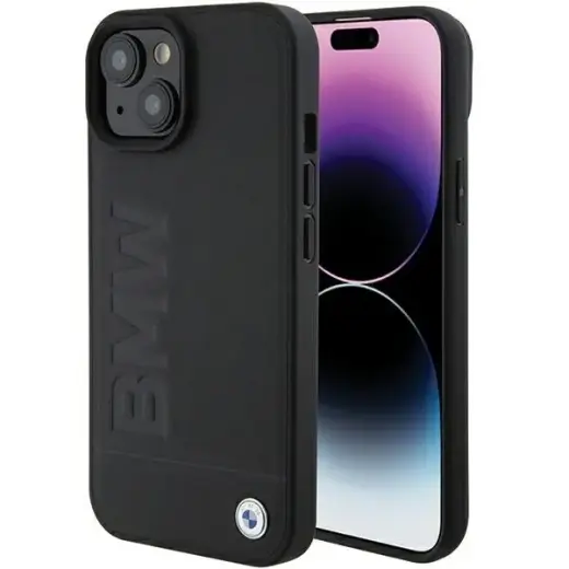 BMW BMHMP15MSLLBK iPhone 15 Plus | 14 Plus 6.7" czarny|black MagSafe Leather Hot Stamp