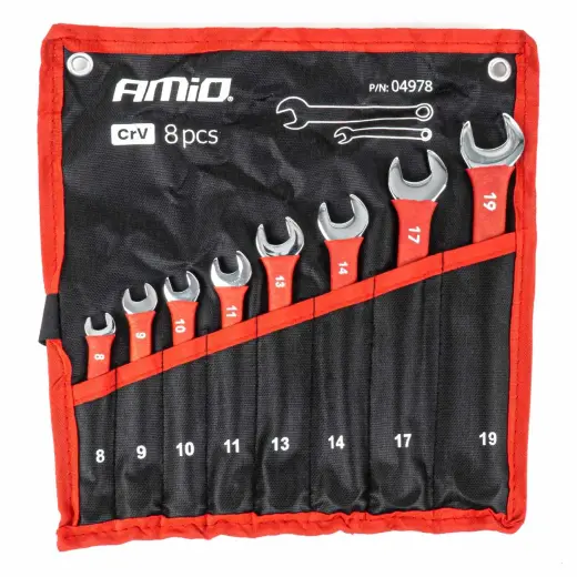Combination spanners CRV 8-19mm 8 pcs. AMIO-04978