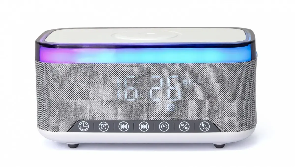 Digital Alarm Clock with Wireless Charging, DAB|FM Radio RGB White|Gray