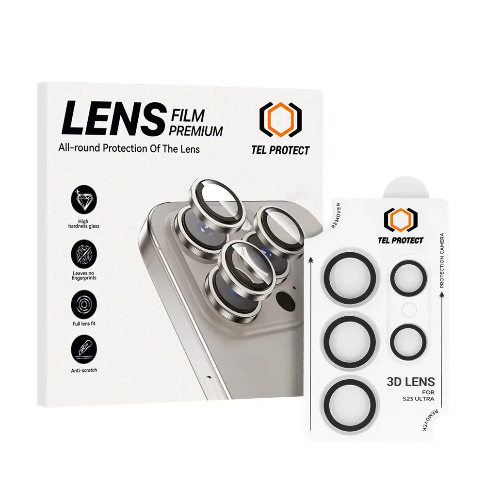 Tempered glass Tel Protect 3D Lens on camera for Samsung Galaxy S24 Ultra transparent (lens 5 pieces)