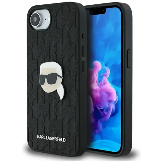 Чехол для телефона Karl Lagerfeld Monogram Karl Head Pin для iPhone 16e черный