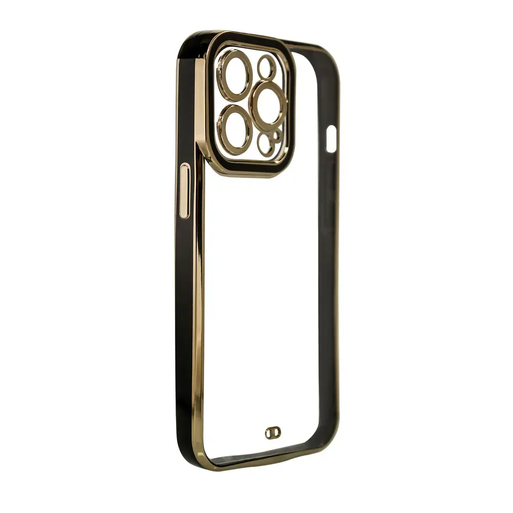 Fashion Case Gold Frame Gel maciņš telefonam iPhone 13 Pro Max melns