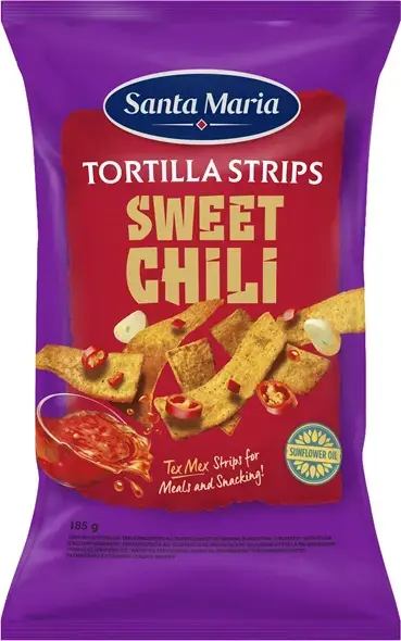 Santa Maria Corn chip strips with sweet chili flavor 185g,