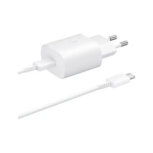 Samsung EP-TA800EWE + EP-DA705BWE tīkla lādētājs | 25W | USB-C | ar USB-C vadu komplektā | balts (OEM)