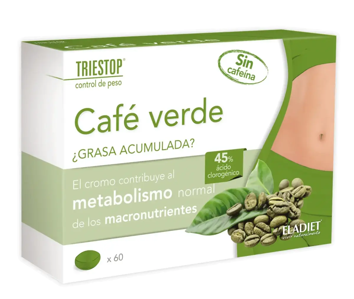 Eladiet Triestop Cafe Verde Sin Cafeina 60 Comp