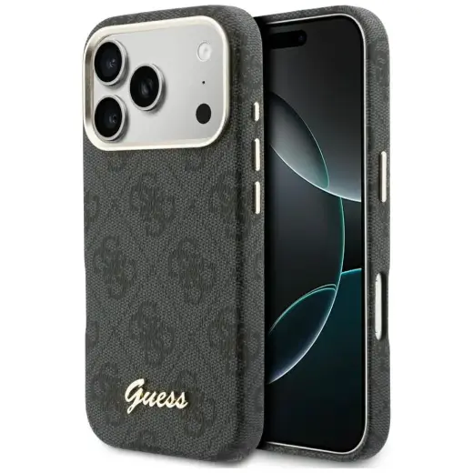 Guess 4G Script maciņš ar MagSafe atbalstu telefonam iPhone 17 Pro melns