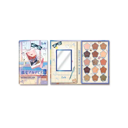 Rude Cosmetics, A Day in Attitude Academia, Eyeshadow Palette, 15 Shades
