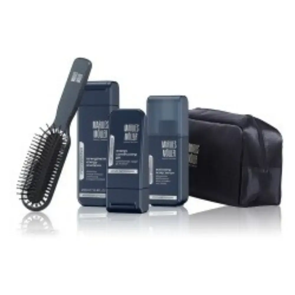 Set Marlies Moller: Marlies Moller, Hair Styling Gel, Flexible Hold, 100 ml + Marlies Moller, Hair Shampoo, Energizing, 200 ml + Marlies Moller, Paddle, Hair Brush