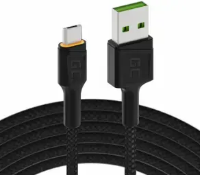 Kabelis Green Cell Ultra Charge Micro USB Male - USB-A Male with Orange LED Diode 1.2m