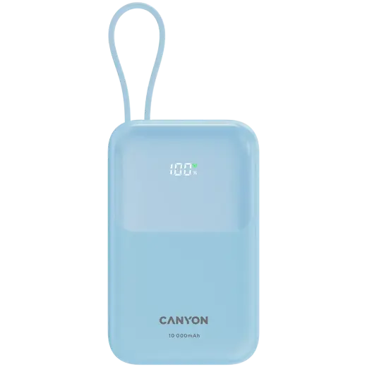 CANYON power bank OnPower 101 built-in cable 10000 mAh PD22.5W Blue