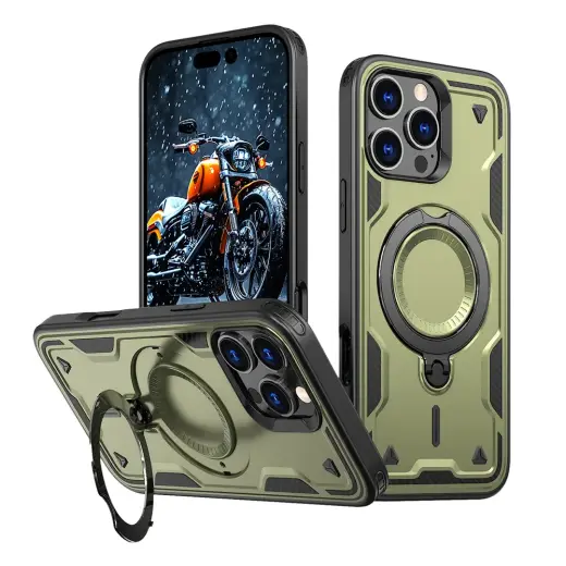 Hybrid Armor Trendy telefono dėklas su MagSafe palaikymu iPhone 16 Pro žalias