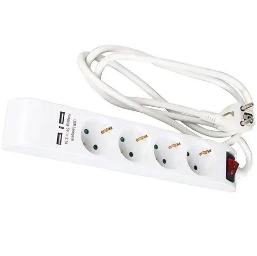 ATR (059134) Pagarinātājs ar slēdzi un 2xUSB 4Z 1,4M