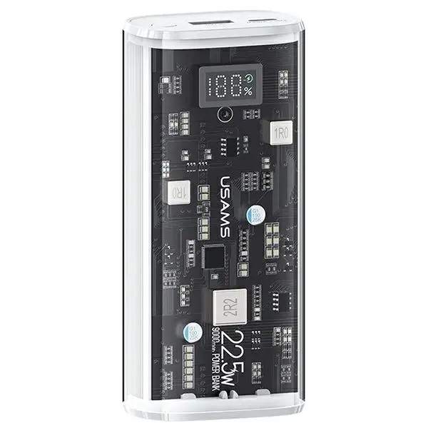 USAMS 10KCD18902 (US-CD189) ārējais akumulators (powerbank) | 9000 mAh | 20W | USB-C, USB-A | balts