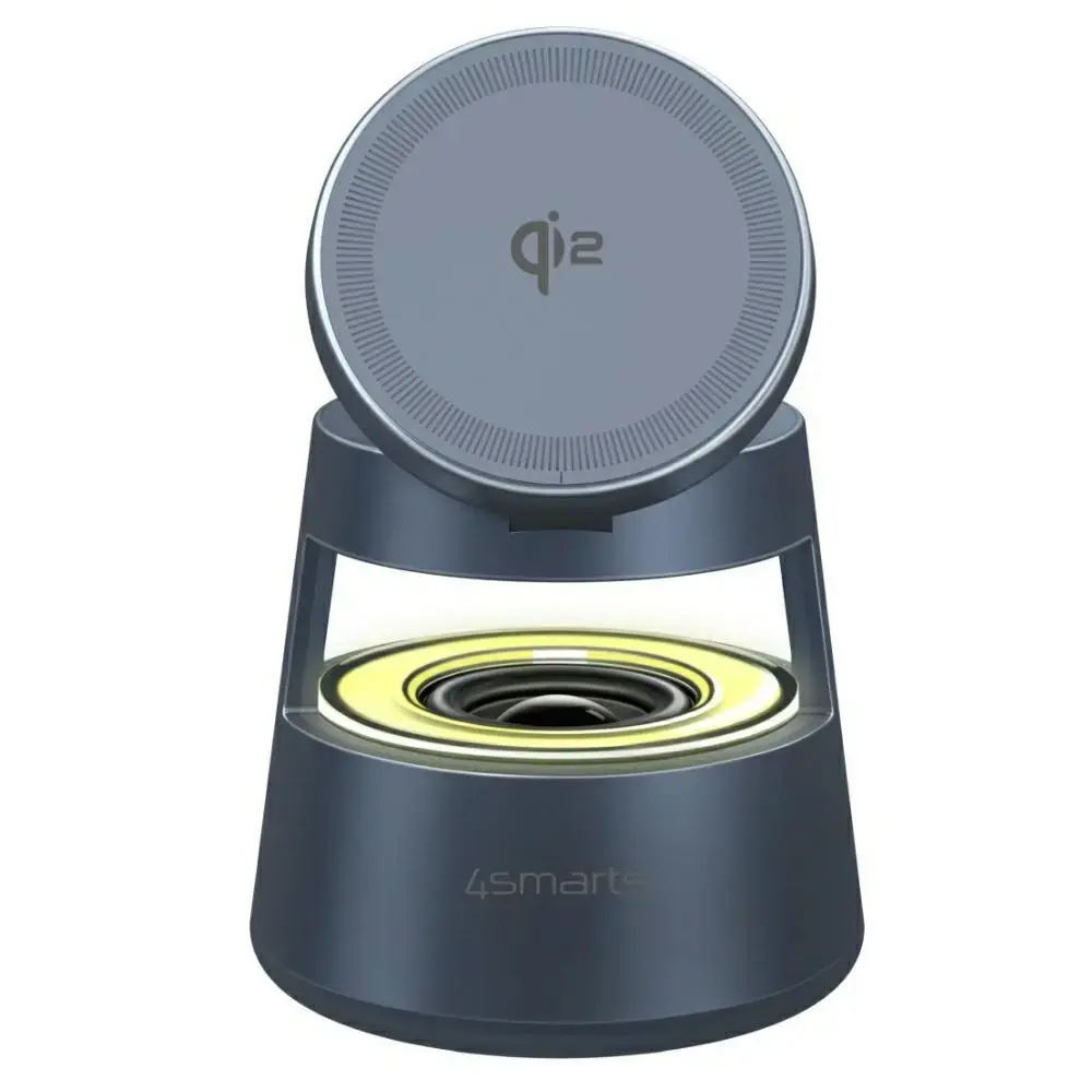 4smarts Aura Sound 3-in-1 bezvadu lādētājs | Qi 2 | pelēks