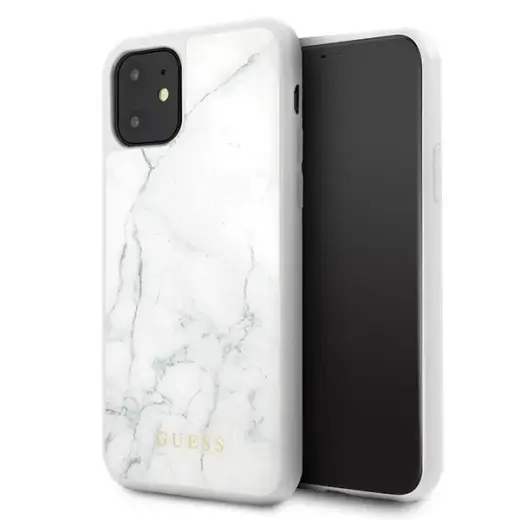 Guess GUHCN61HYMAWH iPhone 11 6,1" | Xr biały|white Marble tempered glass