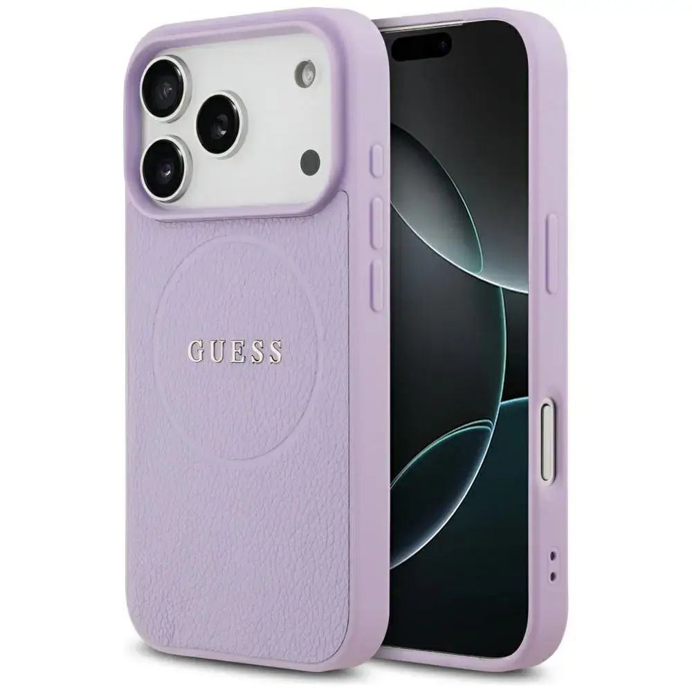 Guess Grained Ring maciņš ar MagSafe atbalstu telefonam iPhone 17 Pro violets