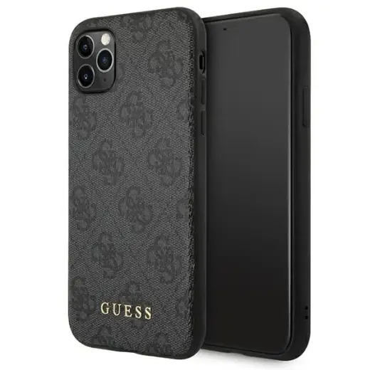 Guess GUHCN65G4GFGR iPhone 11 Pro Max 6,5" szary|grey hard case 4G Metal Gold Logo