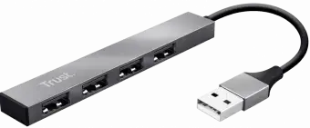 USB Centrmezgls Trust Halyx Aluminium 4-Port Mini USB Hub Silver