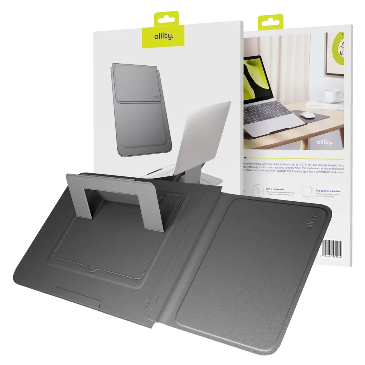 Allity Laptop Sleeve 14` with stand black ALS-100