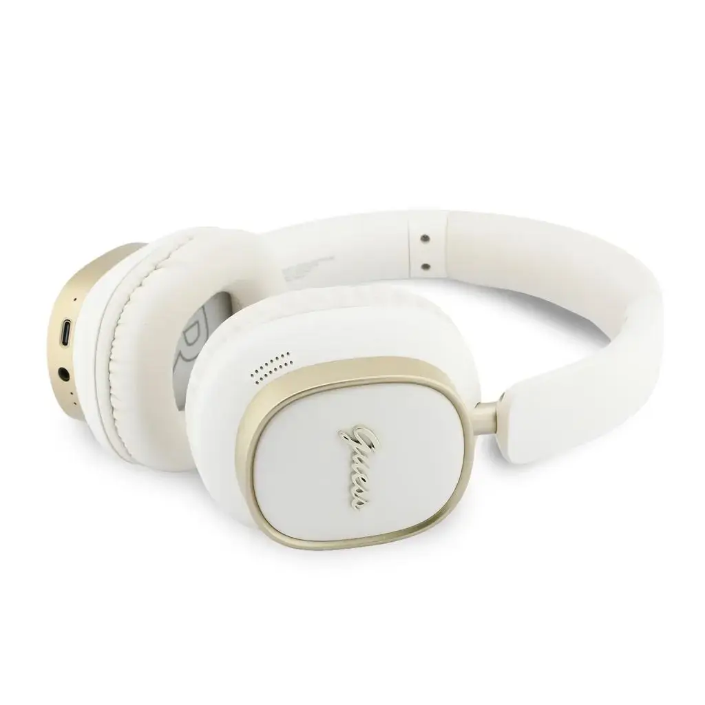 Guess Rectangle Metal Script Logo ENC Wireless Headphone White