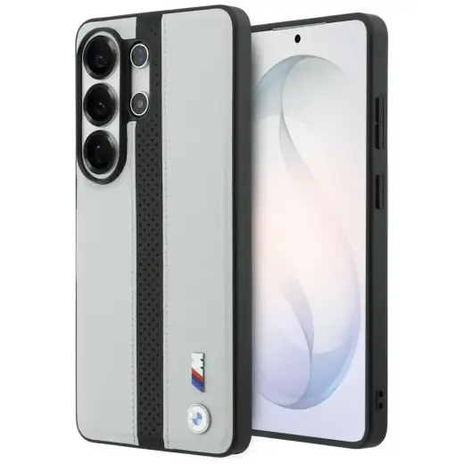 BMW Perforated Stripe Logo maciņš ar MagSafe atbalstu telefonam Samsung Galaxy S26 Ultra (S948) pelēks