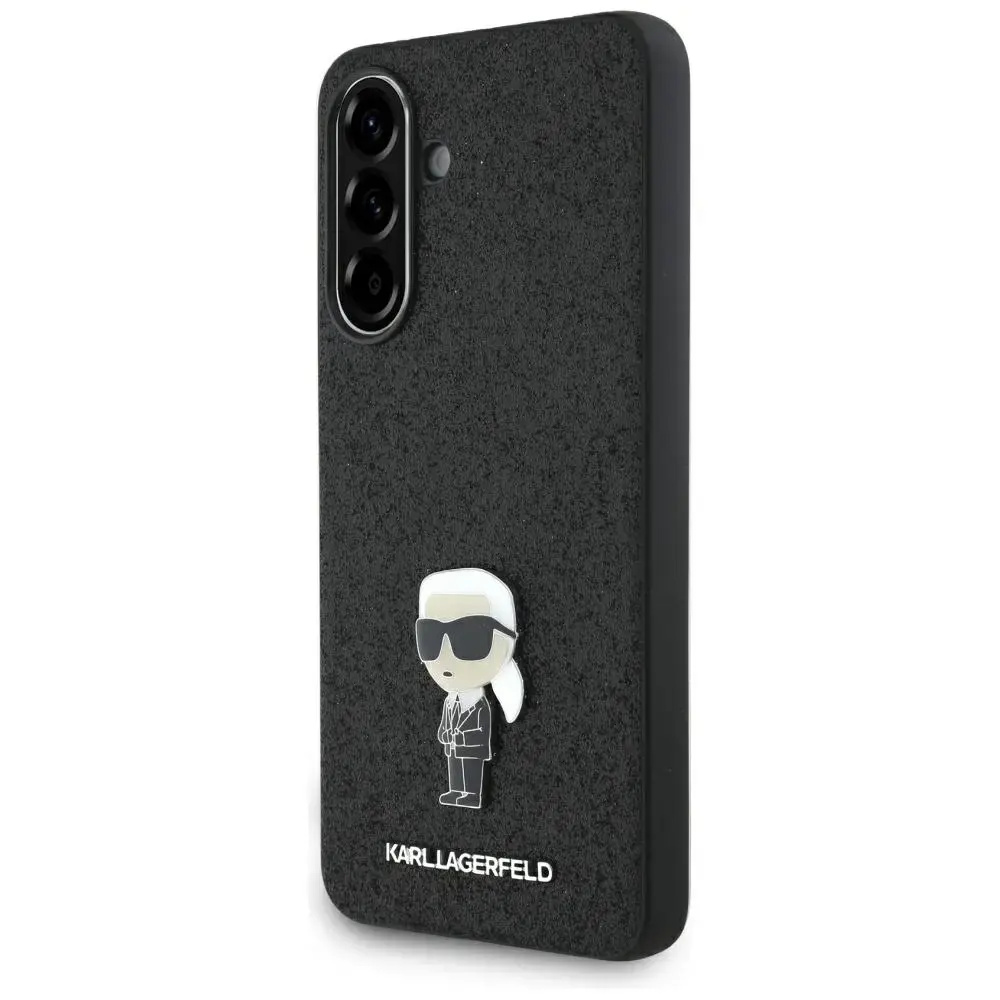 Case Karl Lagerfeld Fixed Glitter Ikonik Logo Metal Pin for Samsung Galaxy A56 black