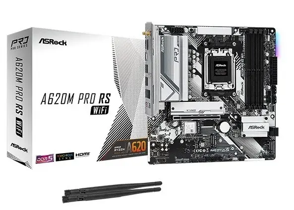 ASRock Motherboard A620M PRO RS WIFI - Micro ATX - Socket AM5 - AMD A620