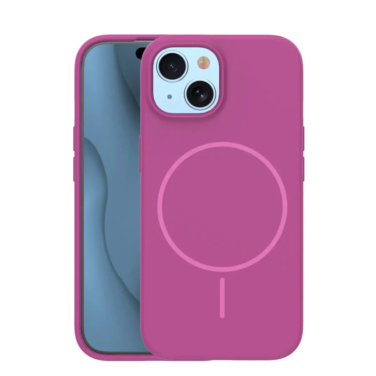 Silicone Thin Mag case for iPhone 15 6,1" fuschia