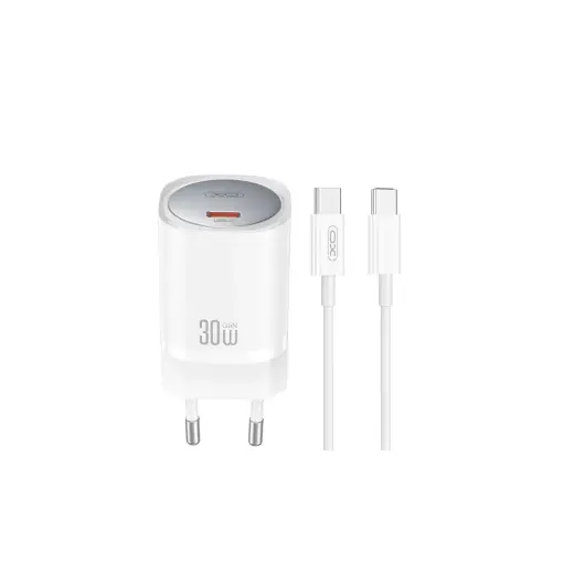 XO CE20 tīkla lādētājs | 30W | PD | USB-C | ar USB-C uz USB-C vadu komplektā | balts