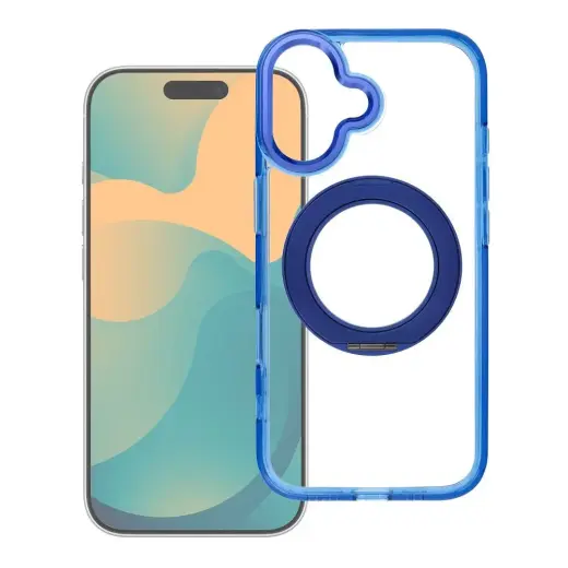 Case for iPhone 13 PRO Frame Circle Stand compatible with MagSafe navy blue
