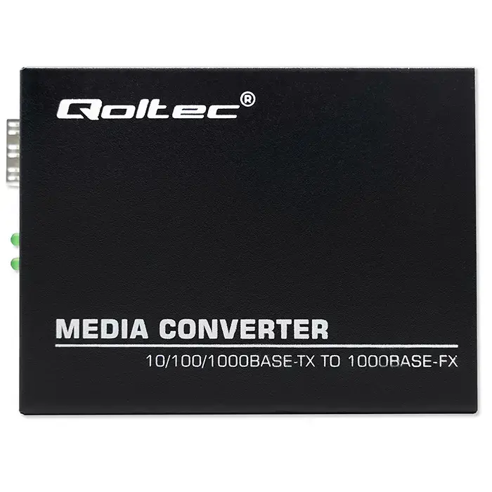 Qoltec Bidirectional Ethernet SWITCH Media Converter 1x RJ45 1x SFP| 1000Mbps | 5V