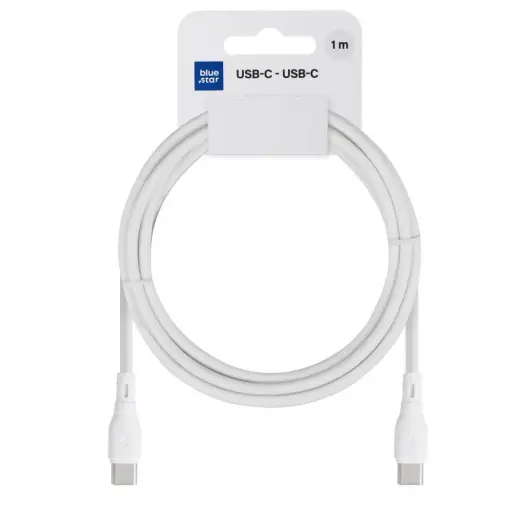Blue Star PJ73-13-3 andmeedastus- ja laadimiskaabel | USB-C kuni USB-C | 60W | 1m | valge
