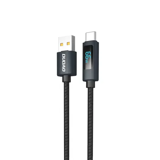 Dudao L7T data transfer and charging cable | USB-A to USB-C | 66W | with LED display | 1m | black