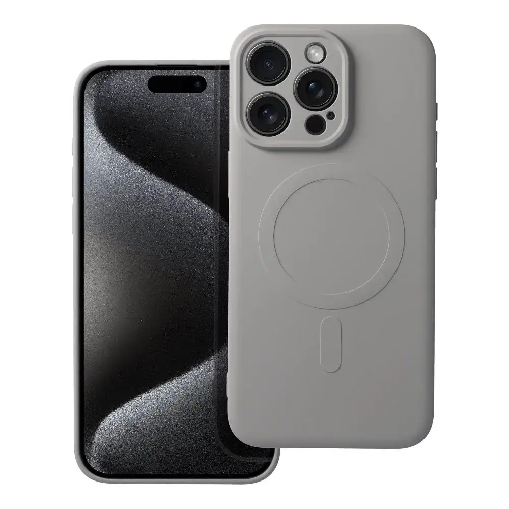 SILICONE MAG COVER maciņš ar MagSafe atbalstu telefonam iPhone 15 Pro Max pelēks