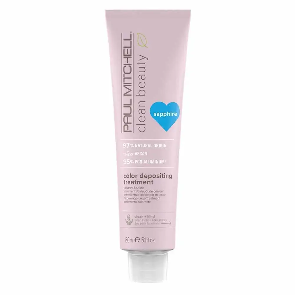Paul Mitchell Clean Beauty Color-Depositing Treatment  for Refreshing + Protecting Color-Treated Hair  Sapphire  5.1 Fl. Oz