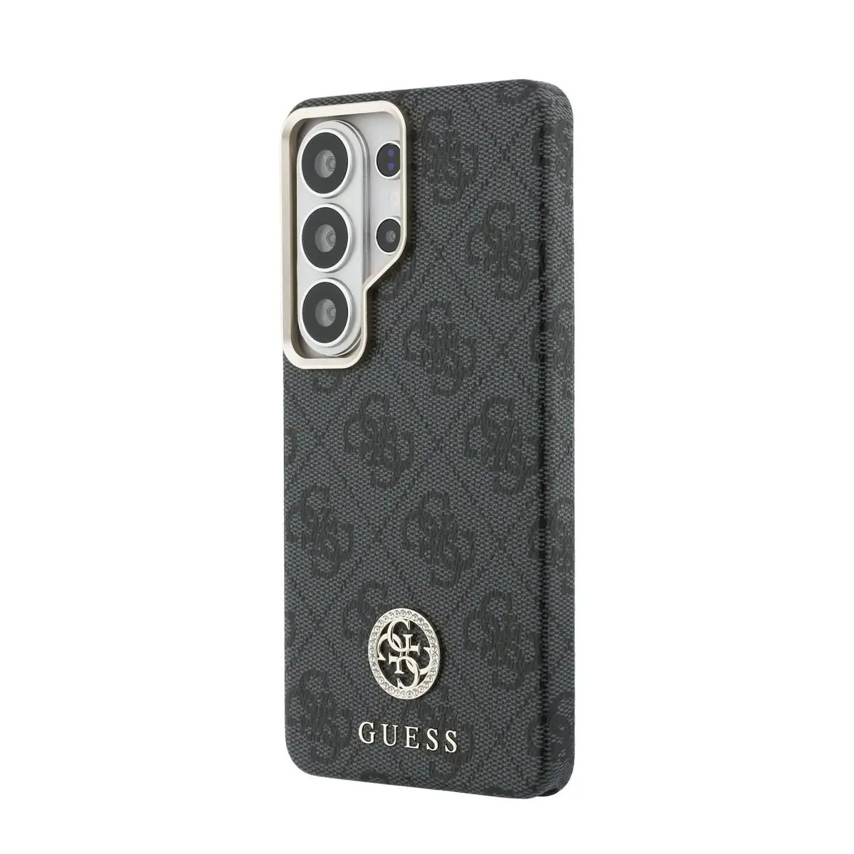 Guess PU Leather 4G Strass Logo Gold Frame maciņš telefonam Samsung Galaxy S26 Ultra (S948) melns