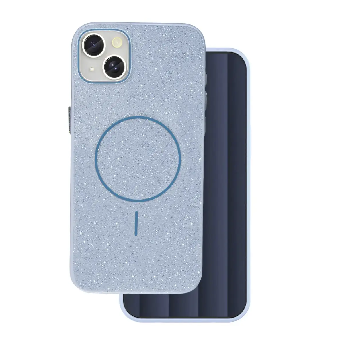 Glitter Thin Mag phone case with MagSafe support for iPhone 15 blue