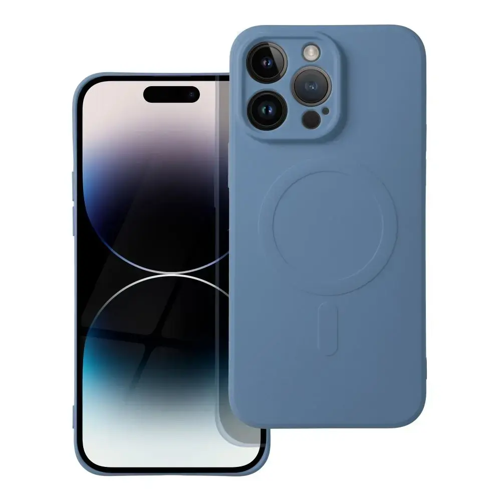 Silicone Mag Cover maciņš ar MagSafe atbalstu telefonam iPhone 14 Pro Max zils
