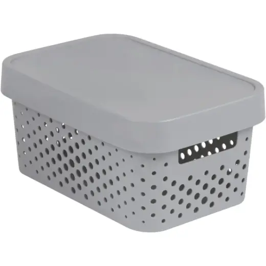 Kaste caurumota ar vāku Infinity Recycled 4,5L 27x19x12cm pelēka