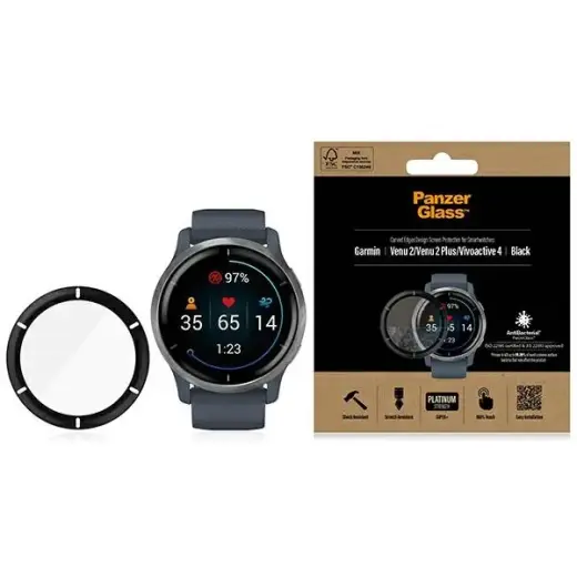 PanzerGlass SmartWatch Garmin Venu 2 |Venu 2 Plus|Vivoactive 4 czarny|black 3652