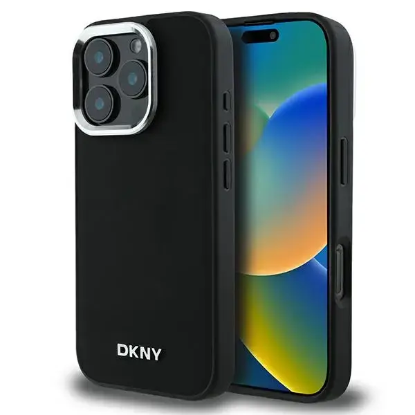 DKNY DKHMP16LPSCMCLK iPhone 16 Pro 6.3" czarny|black hardcase Plain Silver Logo MagSafe