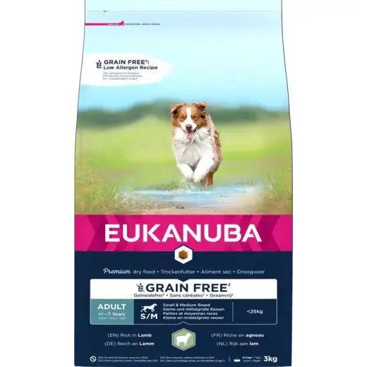 Сухой корм для собак - Eukanuba Adult Small and Medium Lamb and Rice Grain Free, 3 кг