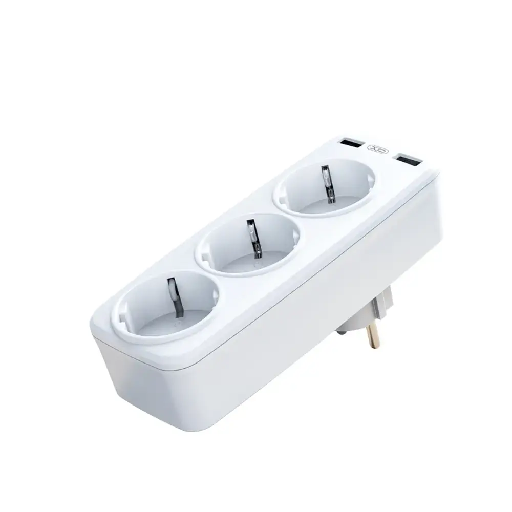 XO wall charger with socket splitter WL08 2,4 A 2x USB white 16A 4000W MAX